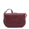 Fausta Medium Women's crossbody bag in leather color black cherry