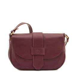 Fausta Medium Women's crossbody bag in leather color black cherry