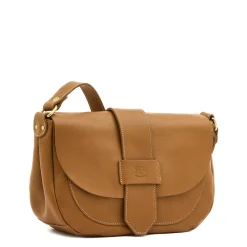 Fausta Medium Women's crossbody bag in leather color gianduia