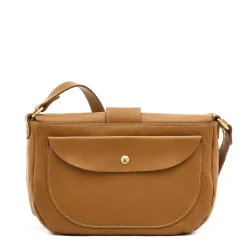 Fausta Medium Women's crossbody bag in leather color gianduia