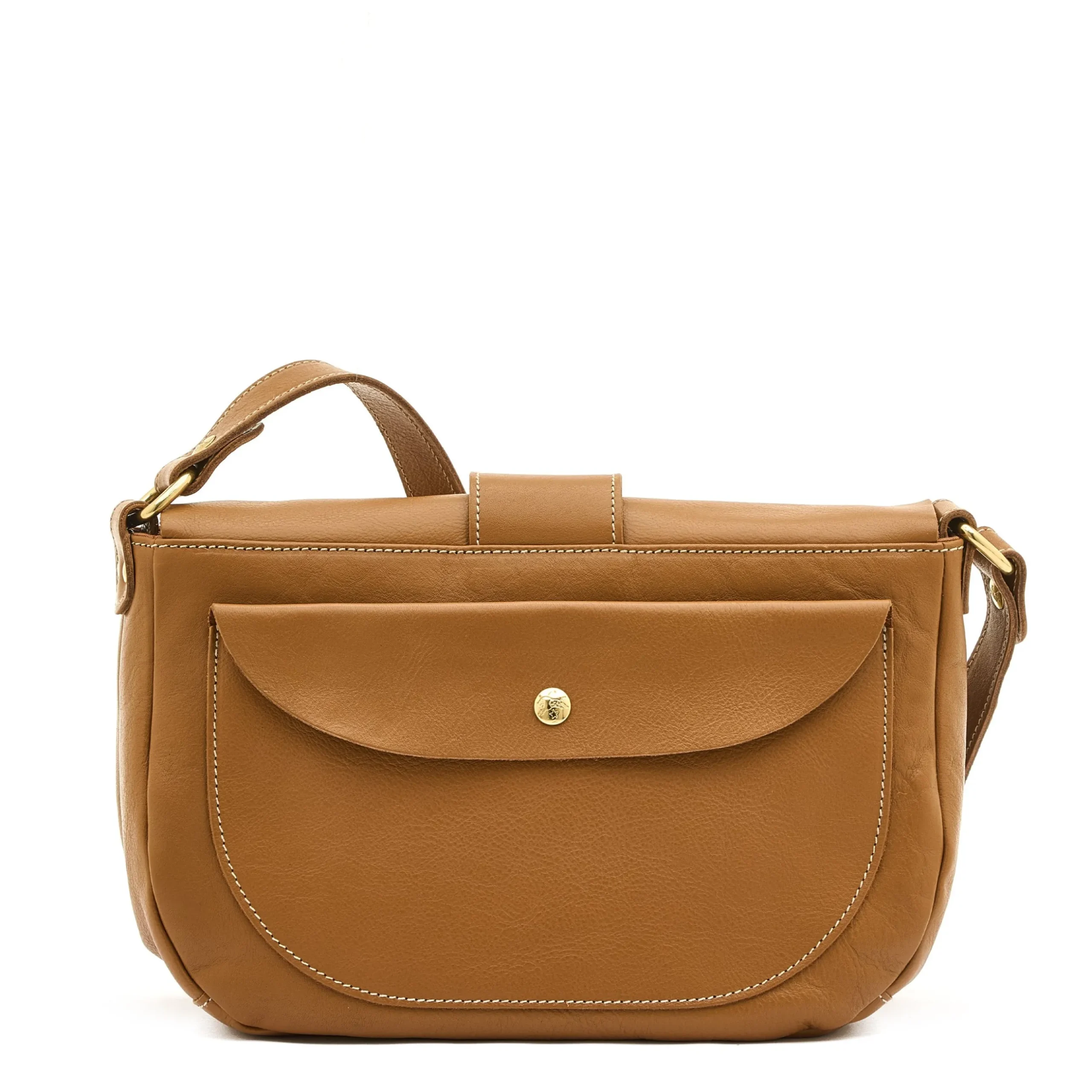 Fausta Medium Women's crossbody bag in leather color gianduia