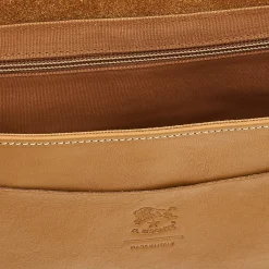 Fausta Medium Women's crossbody bag in leather color gianduia
