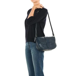 Fausta Medium Women's crossbody bag in leather color blue