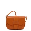 Fausta Small Women's crossbody bag in leather color caramel