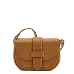 Fausta Small Women's crossbody bag in leather color gianduia