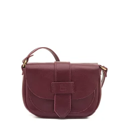 Fausta Small Women's crossbody bag in leather color black cherry