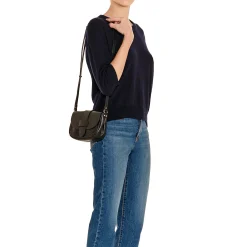 Fausta Small Women's crossbody bag in leather color black