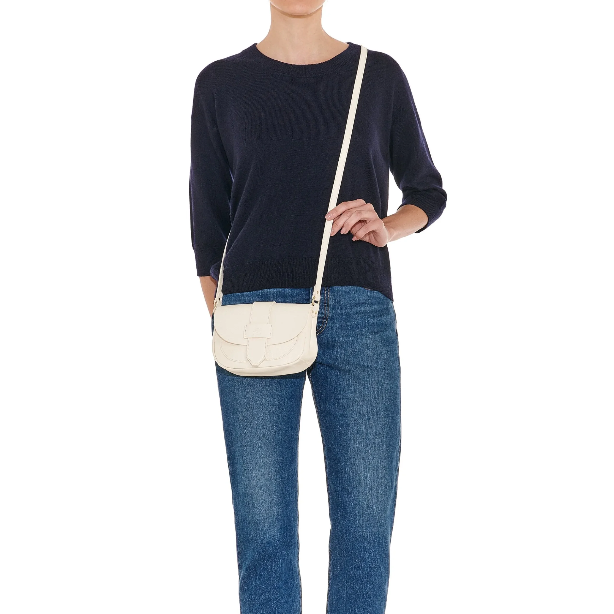 Fausta Small Women's crossbody bag in leather color milk