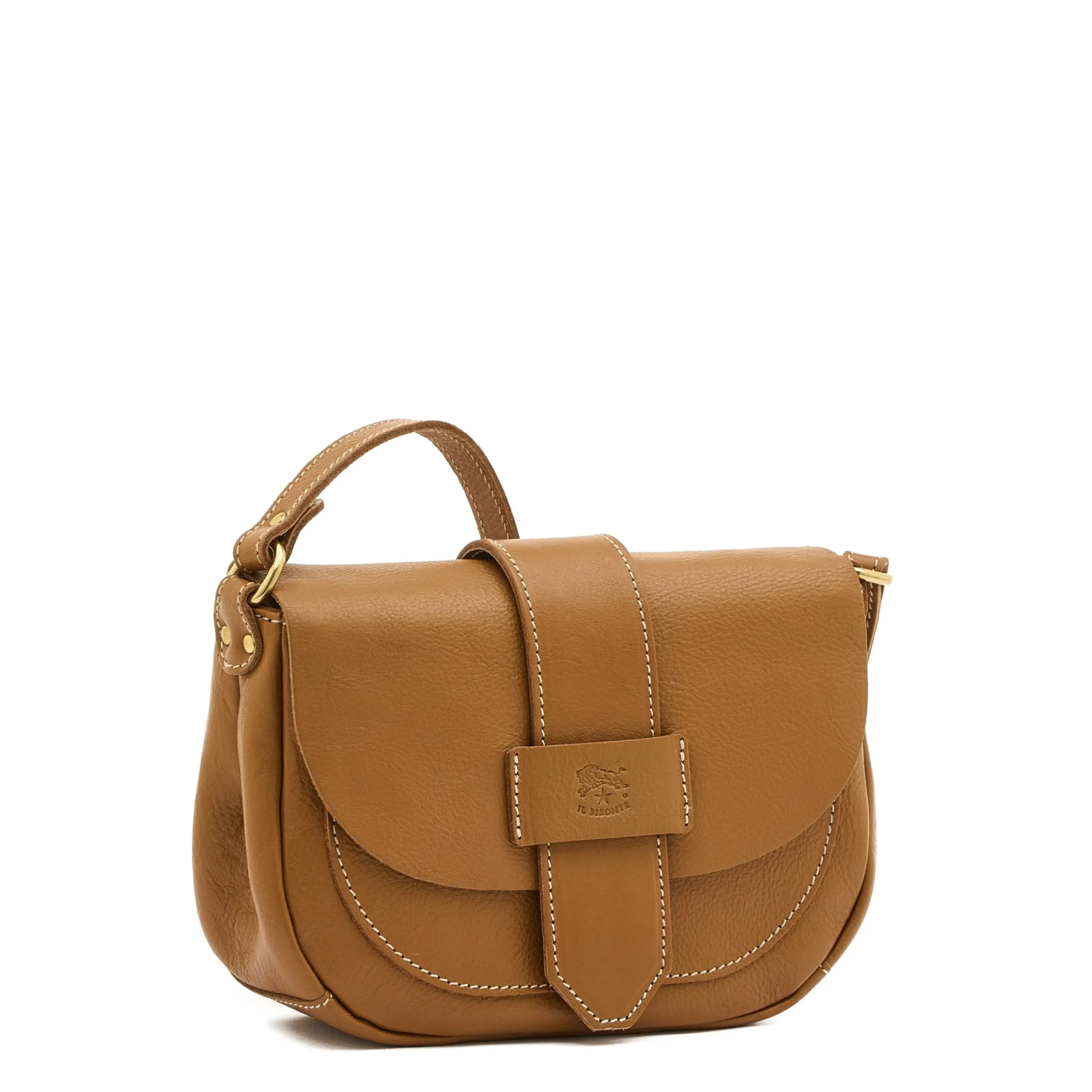 Fausta Small Women's crossbody bag in leather color gianduia