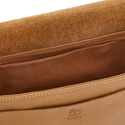 Fausta Small Women's crossbody bag in leather color gianduia
