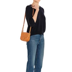 Fausta Small Women's crossbody bag in leather color caramel