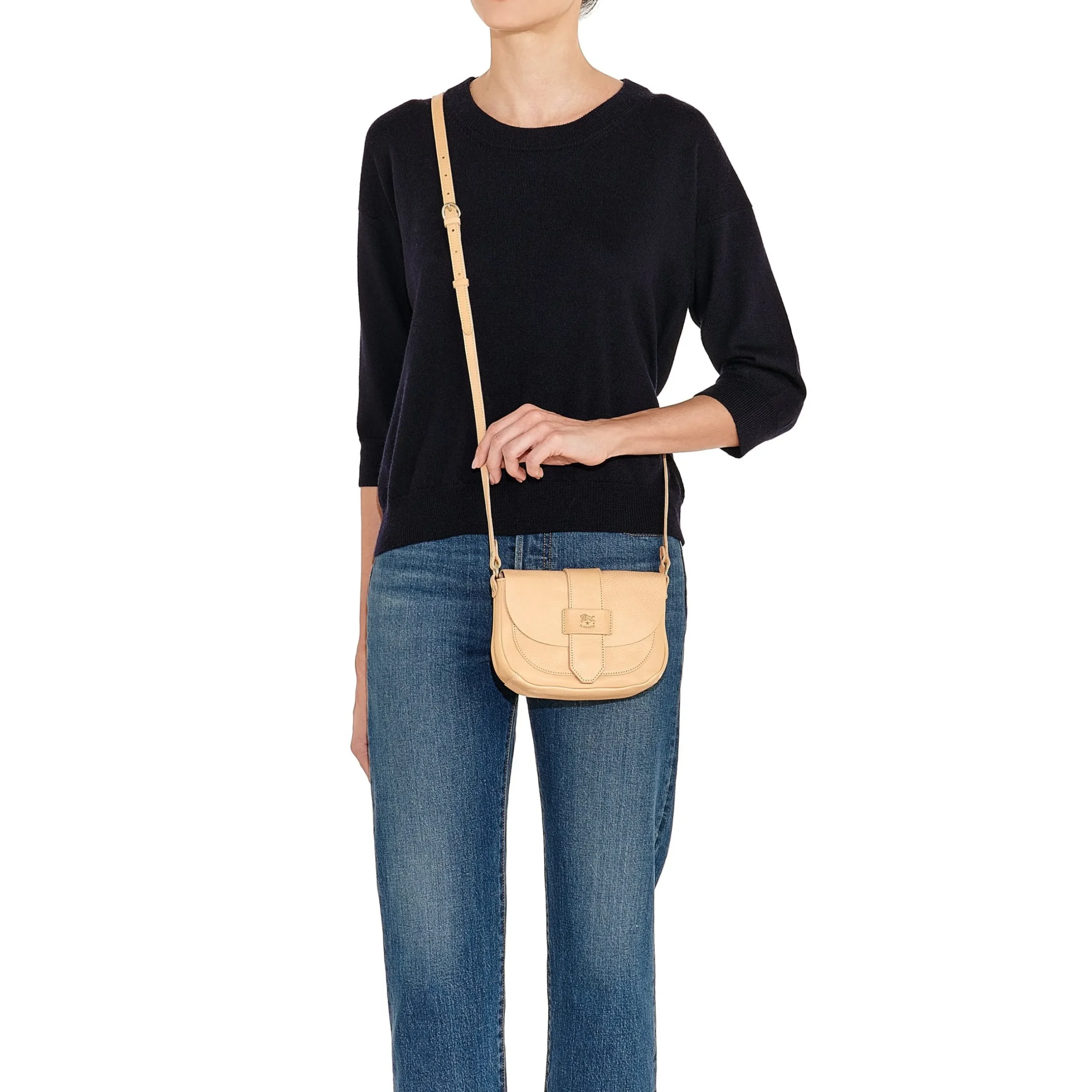 Fausta Small Women's crossbody bag in leather color natural
