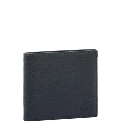 Feniglia Men's bi-fold wallet in leather color blue