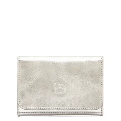 Galileo Men's card case in metallic leather color metallic silver