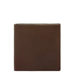 Galileo Men's bi-fold wallet in vintage leather color coffee