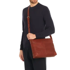 Galileo Men's messenger in vintage leather color sepia