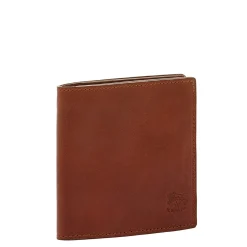 Galileo Men's bi-fold wallet in vintage leather color sepia