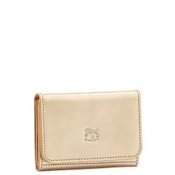 Galileo Men's card case in metallic leather color metallic platinum