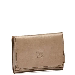 Galileo Men's card case in metallic leather color metallic bronze