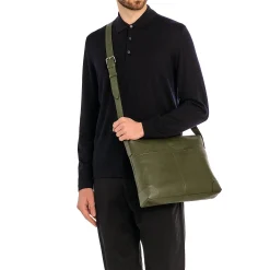 Galileo Men's messenger in vintage leather color forest