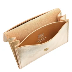 Galileo Men's card case in metallic leather color metallic platinum