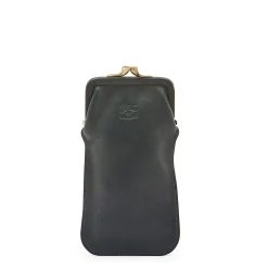 Glasses case in leather color blue