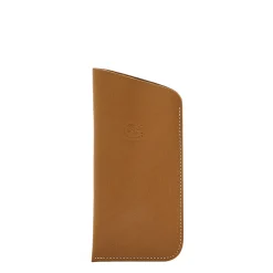 Glasses case in leather color gianduia