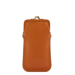 Glasses case in leather color caramel