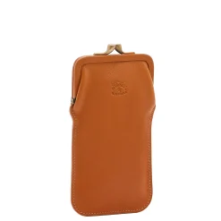 Glasses case in leather color caramel