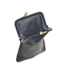 Glasses case in leather color blue