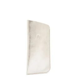 Glasses case in metallic leather color metallic silver