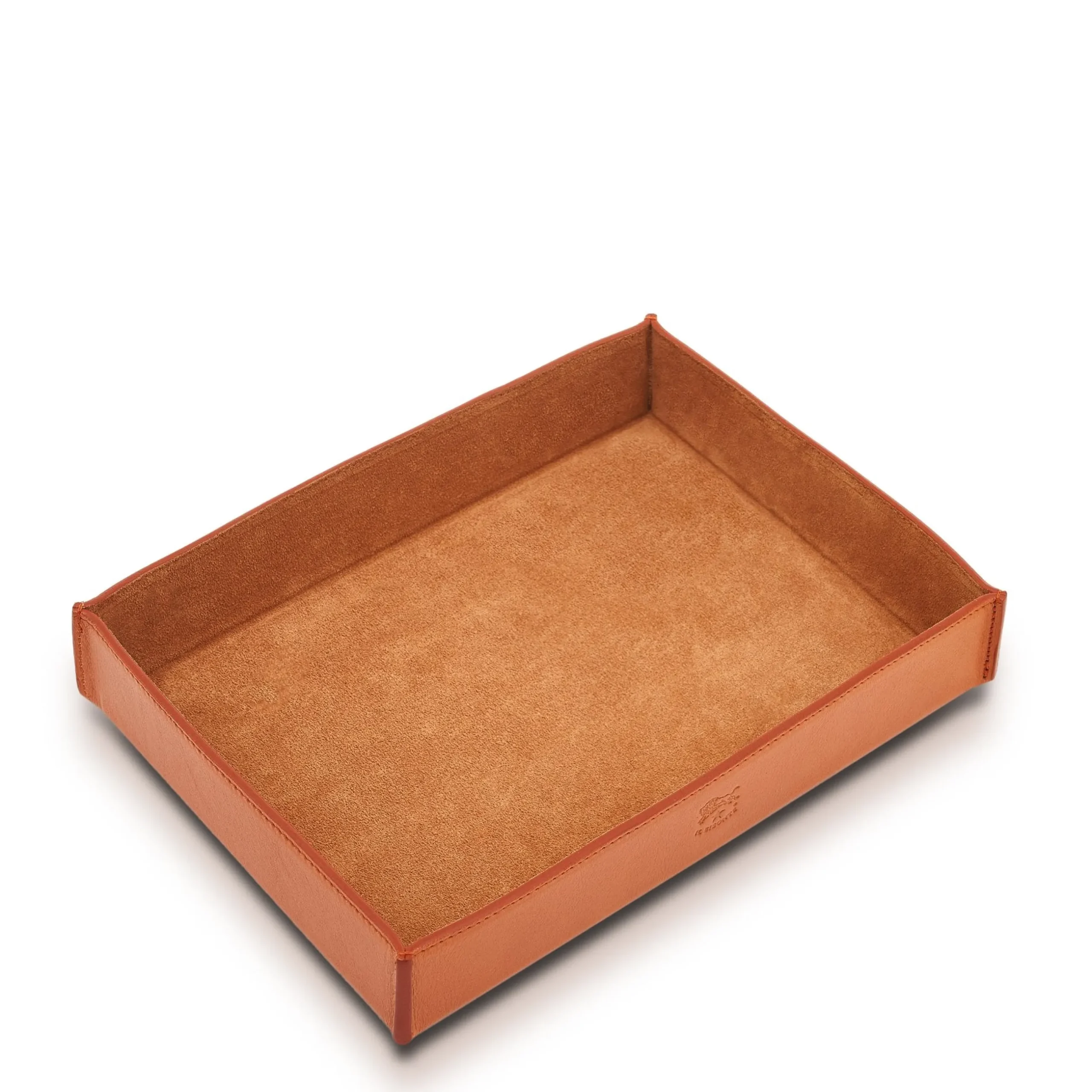 Home Valet tray in leather color caramel