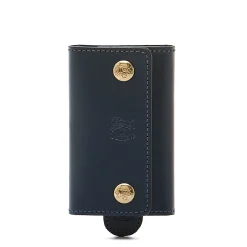 Keyring in leather color blue