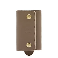Keyring in leather color light grey