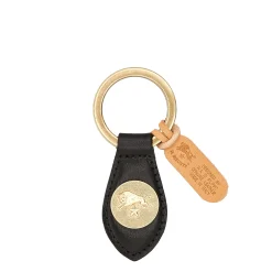 Keyring in leather color black