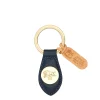 Keyring in leather color blue