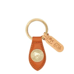 Keyring in leather color caramel