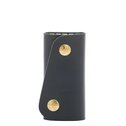 Keyring in leather color blue