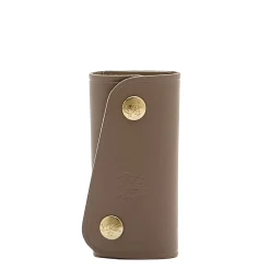 Keyring in leather color light grey