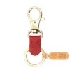 Keyring in leather color ruby red