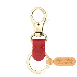 Keyring in leather color ruby red
