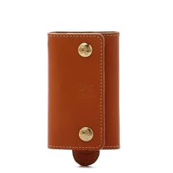 Keyring in leather color caramel