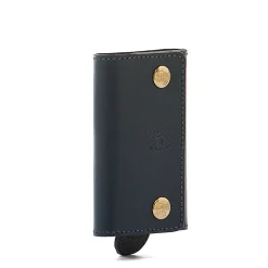 Keyring in leather color blue