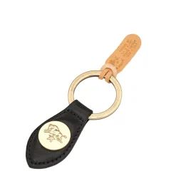 Keyring in leather color black