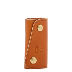 Keyring in leather color caramel