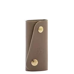 Keyring in leather color light grey