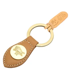 Keyring in leather color gianduia