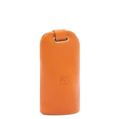 Keyring in leather color orange