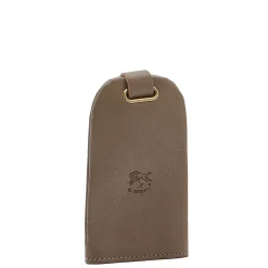 Keyring in leather color light grey