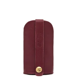Keyring in leather color black cherry